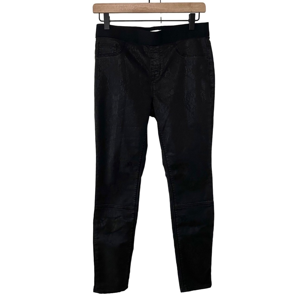 1. State Coated Snake Design Casual Skinny Leggings Pants Black Size Small
